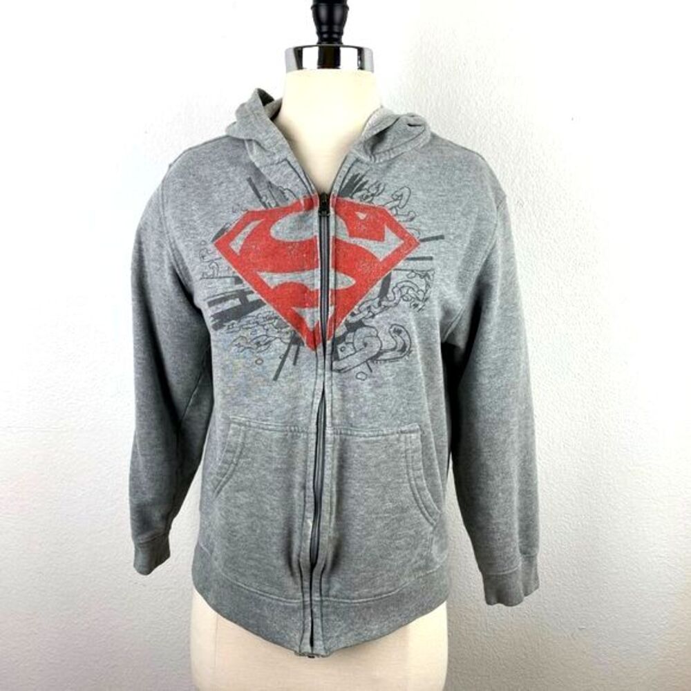 Old Navy CollectabiliTees Graphic Superman Zip Front Gray Sweatshirt Youth XL